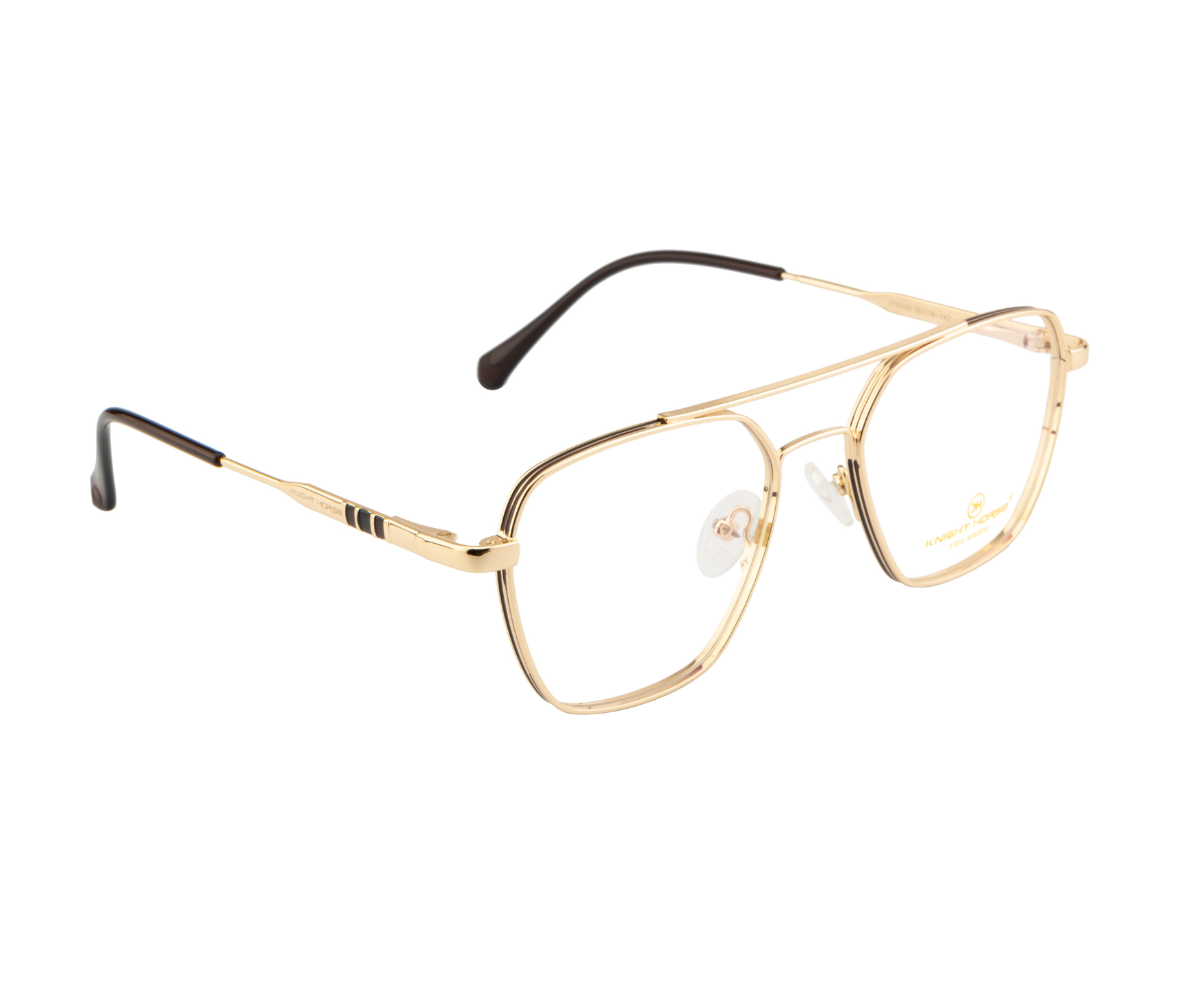 Geometric Luxe: Metal Eyewear with Two-Tone Rim and Spring Hinges