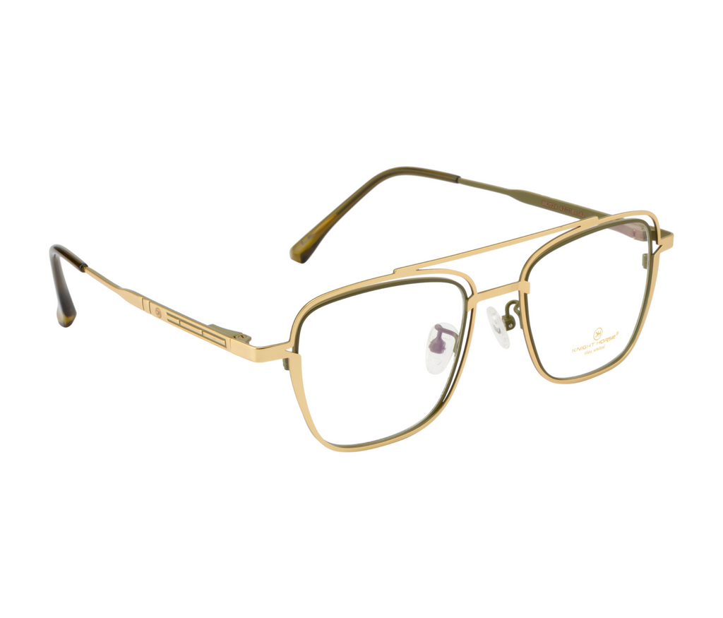 Double Metal Rim Eyewear: Gold & Green with New Shapes and Spring Hinges