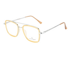 Square Eyewear Frame - Silver Frame with Yellow Rim