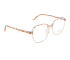 HexaGlow: Glossy Transparent Pink Hexagonal Eyewear for Women
