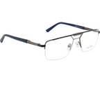 Eyewear - Silver & Blue Color | Geometric Design | with Spring Hinges | Double Bar