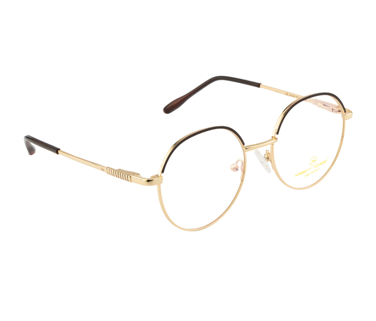 Classic: Gold & Brown Round Metal Eyewear with Spring
