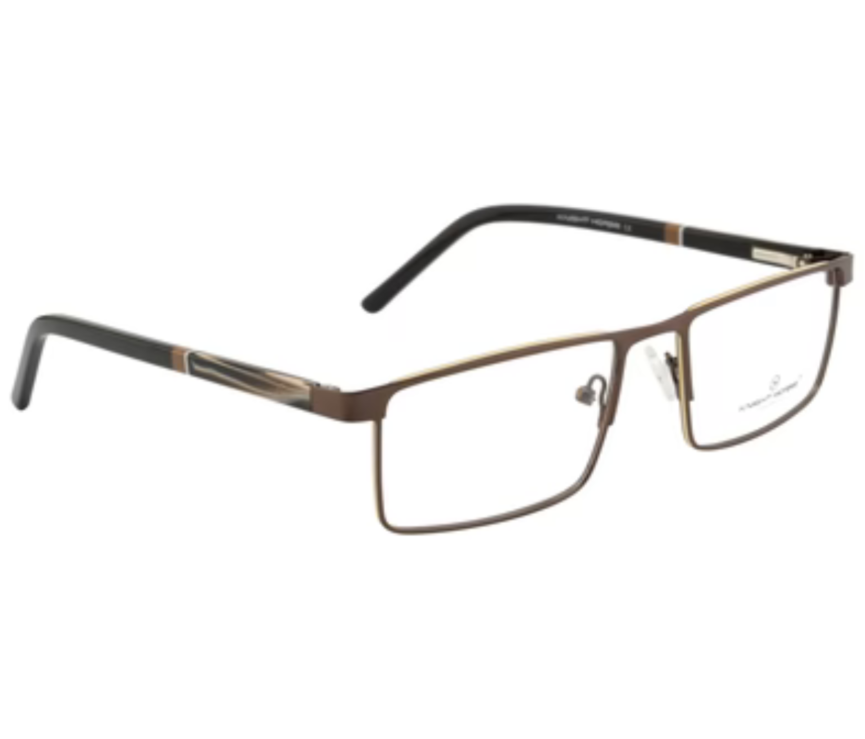 Classic: Brown Metal Rectangle Glasses with Spring Hinges