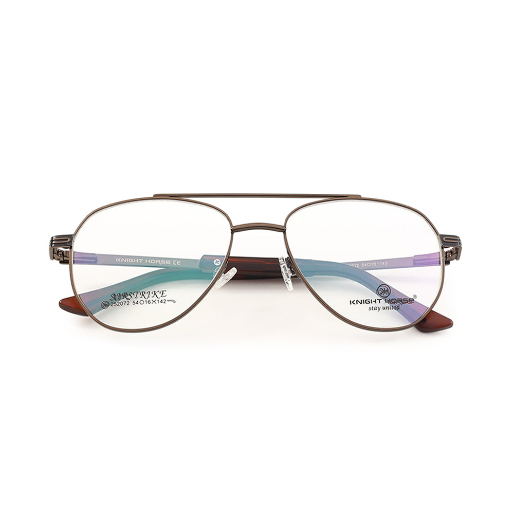 Knight Horse Classic Aviator Eyeglasses for Men – Brown Metal Frame
