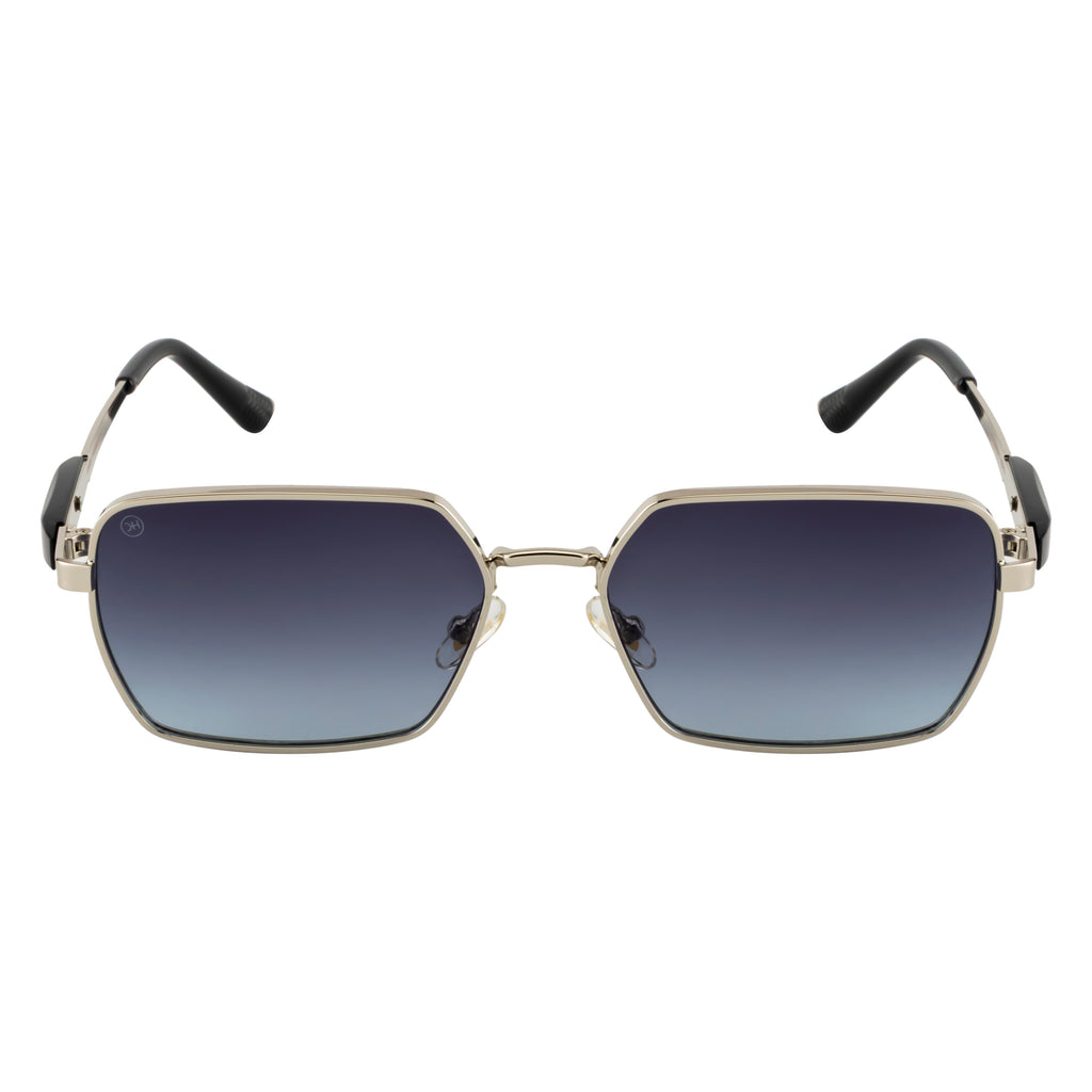 Silver Square Sunglasses – Polarized Blue Gradient Lens