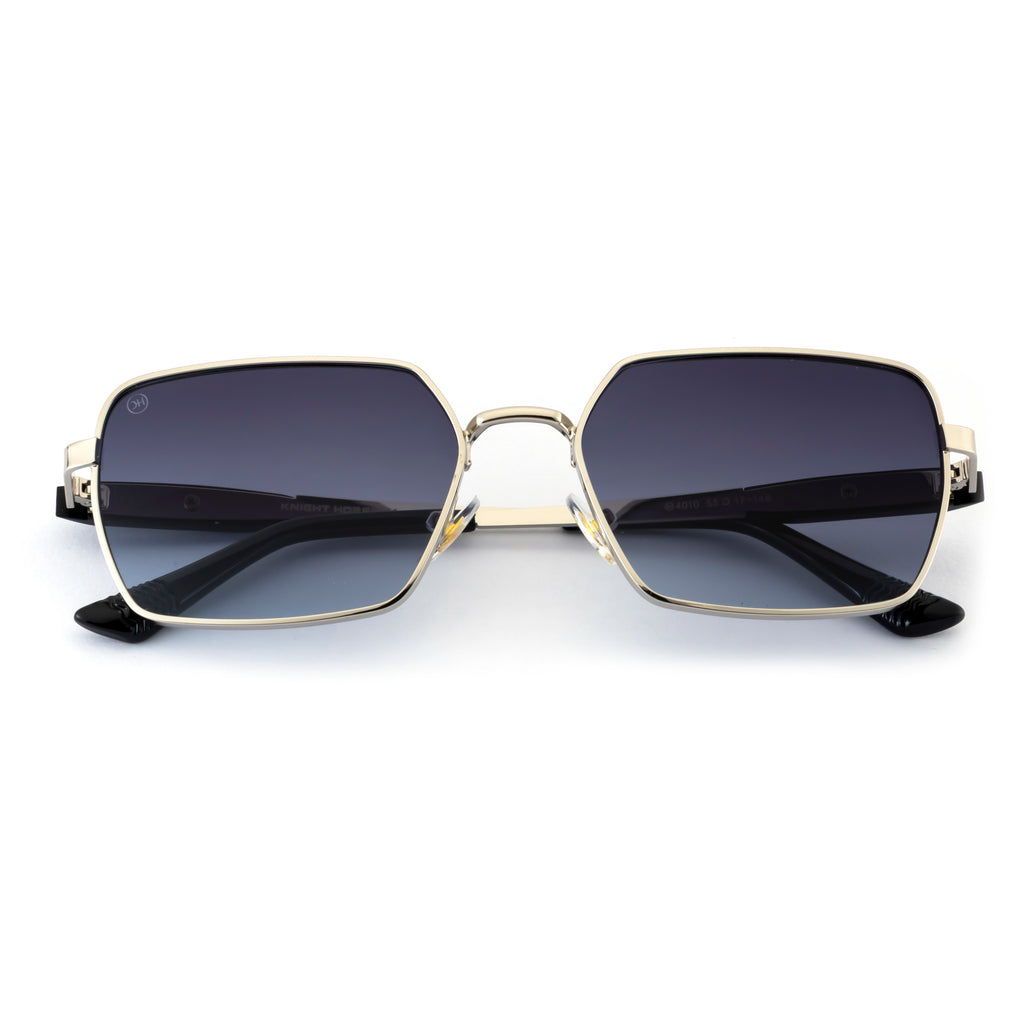 Silver Square Sunglasses – Polarized Blue Gradient Lens