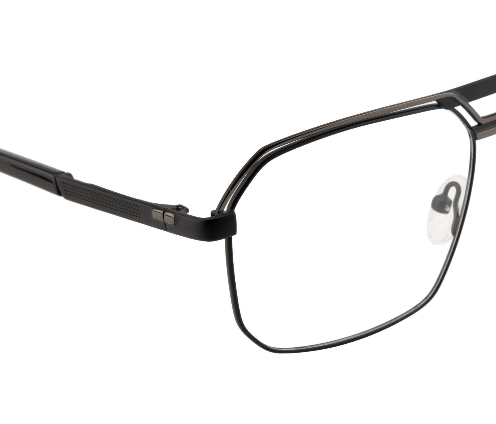 Metal Eyewear - Black Color | Geometric Design | with Spring Hinges | Double Bar