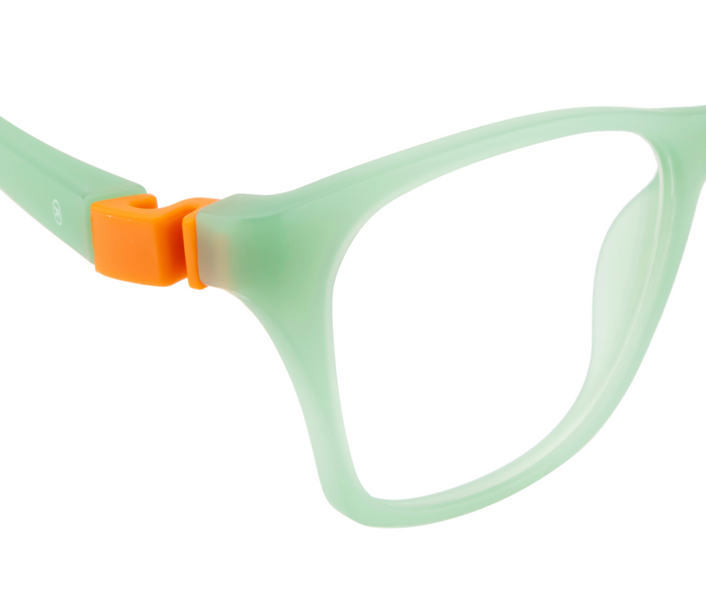 Kids Rectangle Eyewear Frames in Green & Orange - Lightweight and Durable