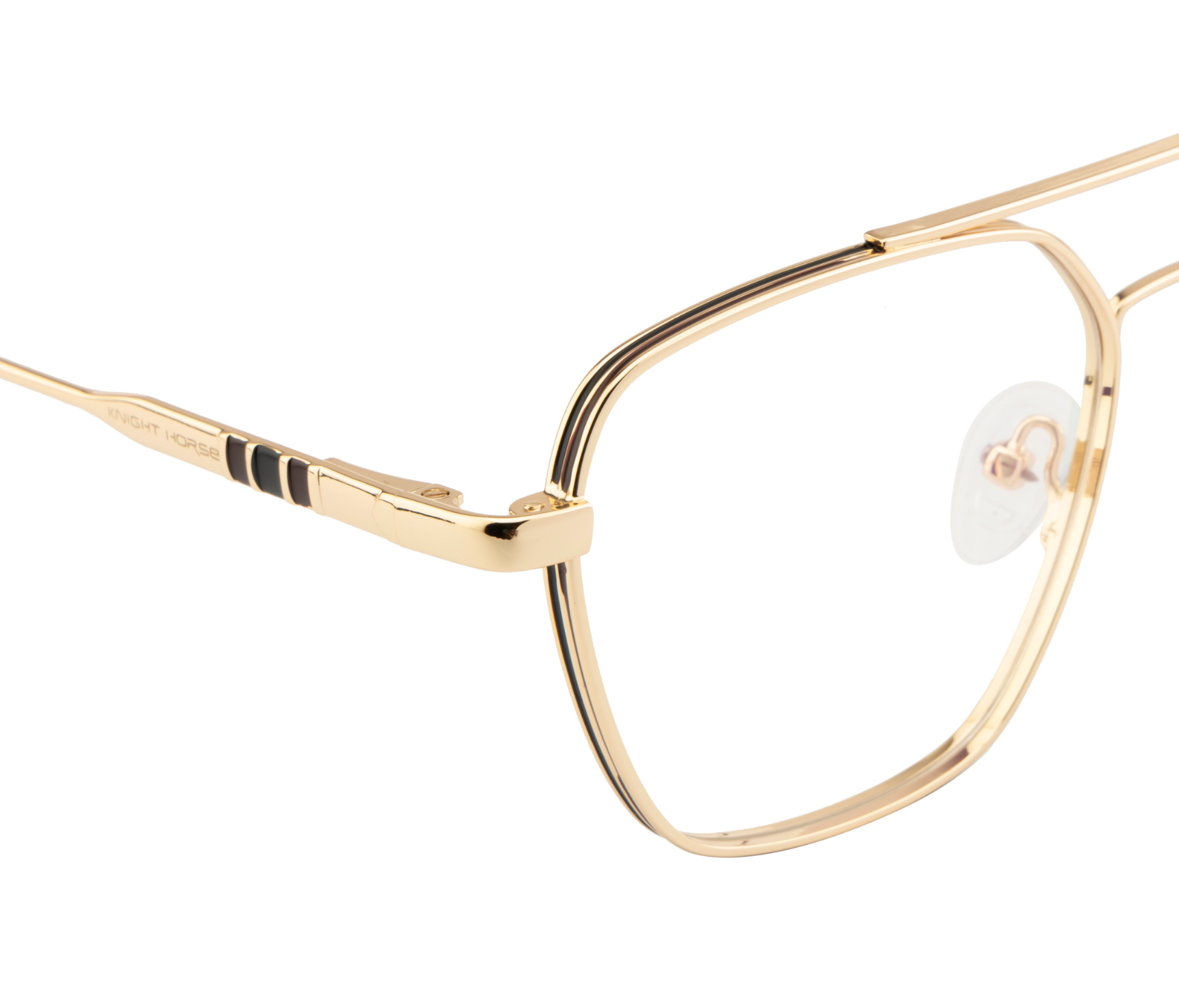 Geometric Luxe: Metal Eyewear with Two-Tone Rim and Spring Hinges