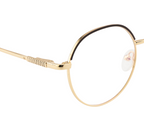 Classic: Gold & Brown Round Metal Eyewear with Spring