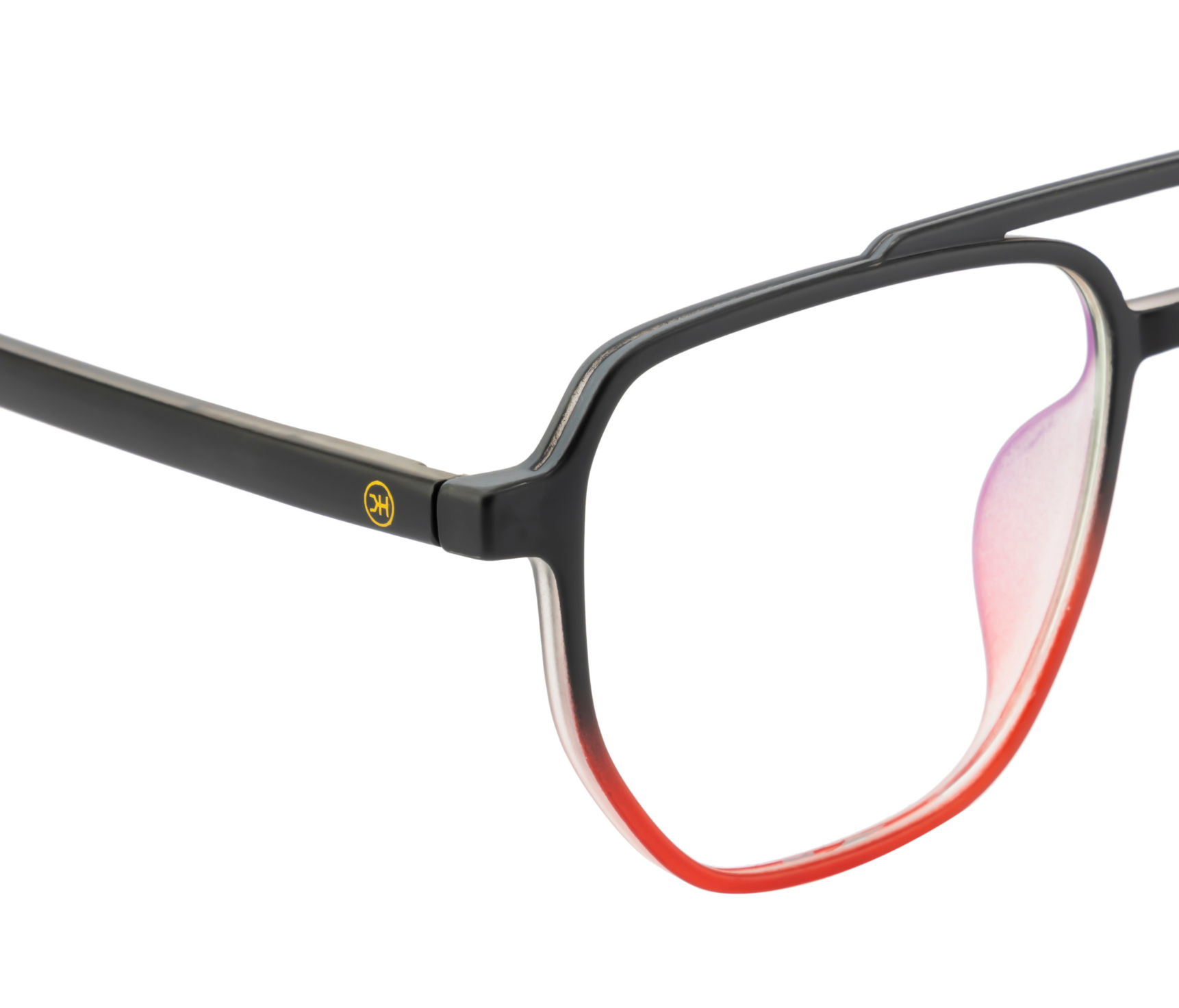 Eyewear: Half Black, Half Red with Spring Hinges