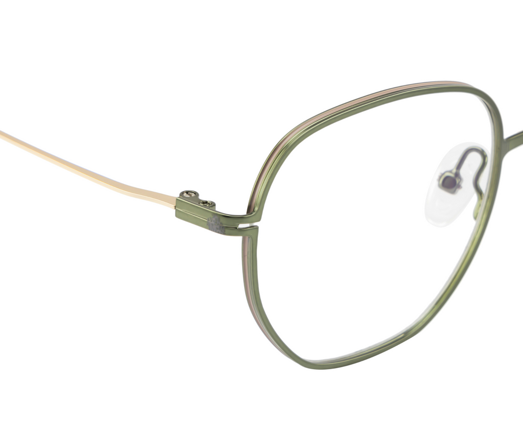 Geometric Eyewear: Lightweight Metal Frames in Striking Green