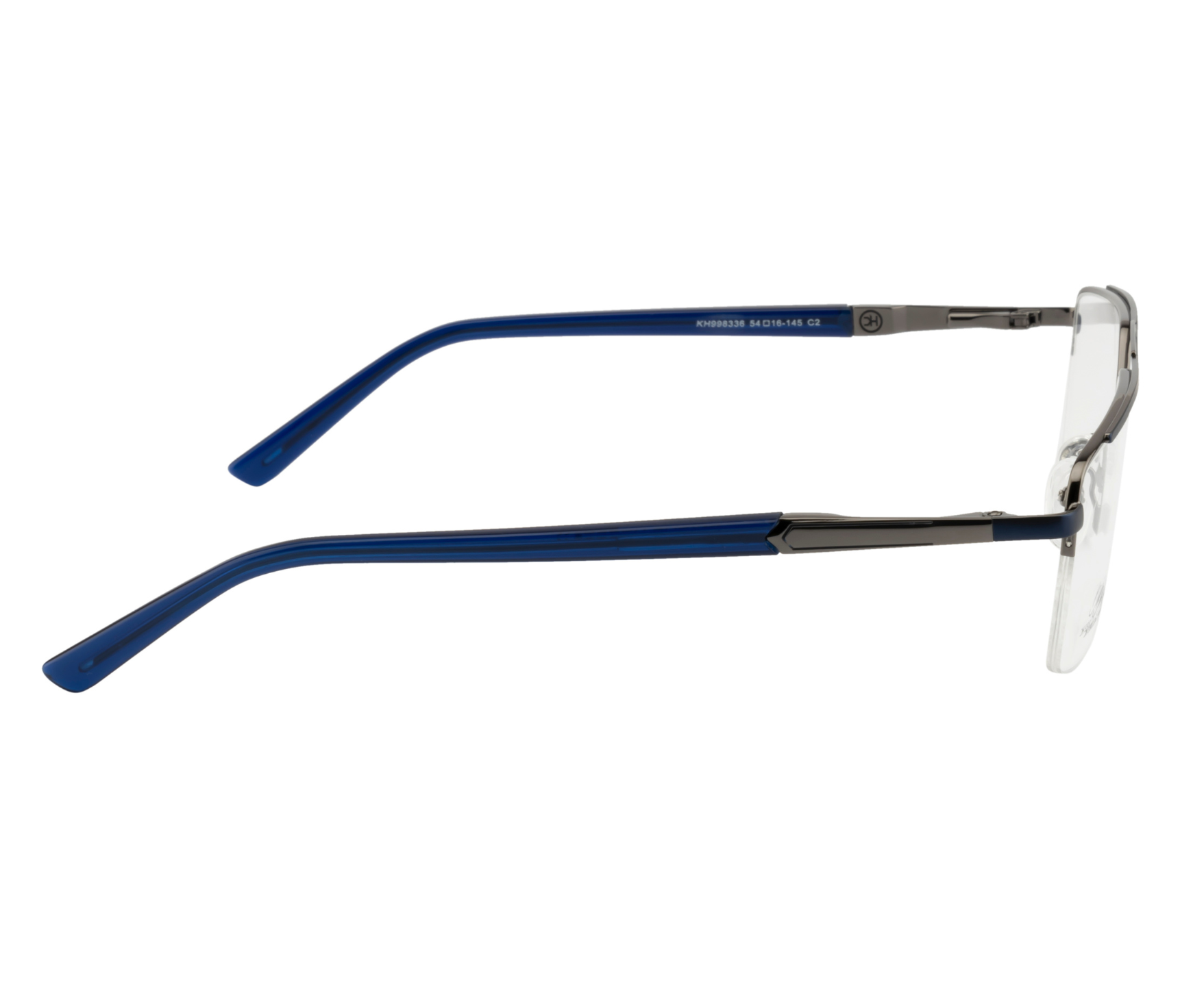 Eyewear - Silver & Blue Color | Geometric Design | with Spring Hinges | Double Bar