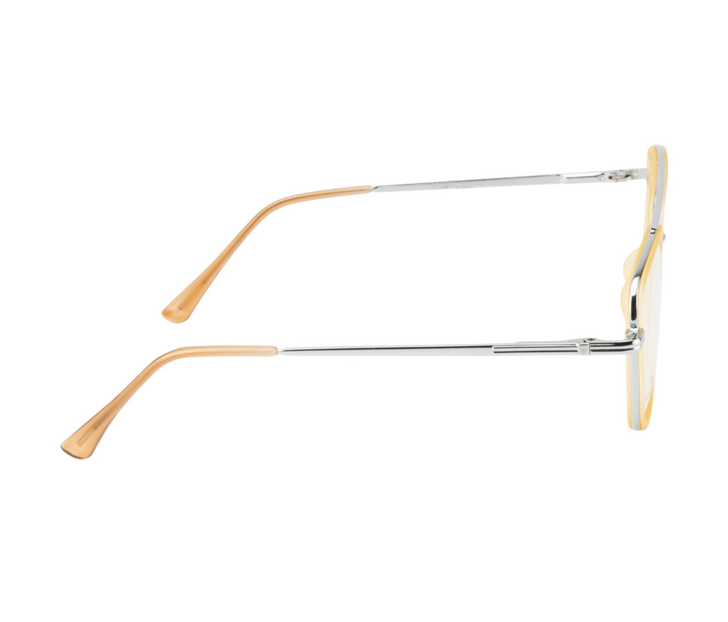 Square Eyewear Frame - Silver Frame with Yellow Rim