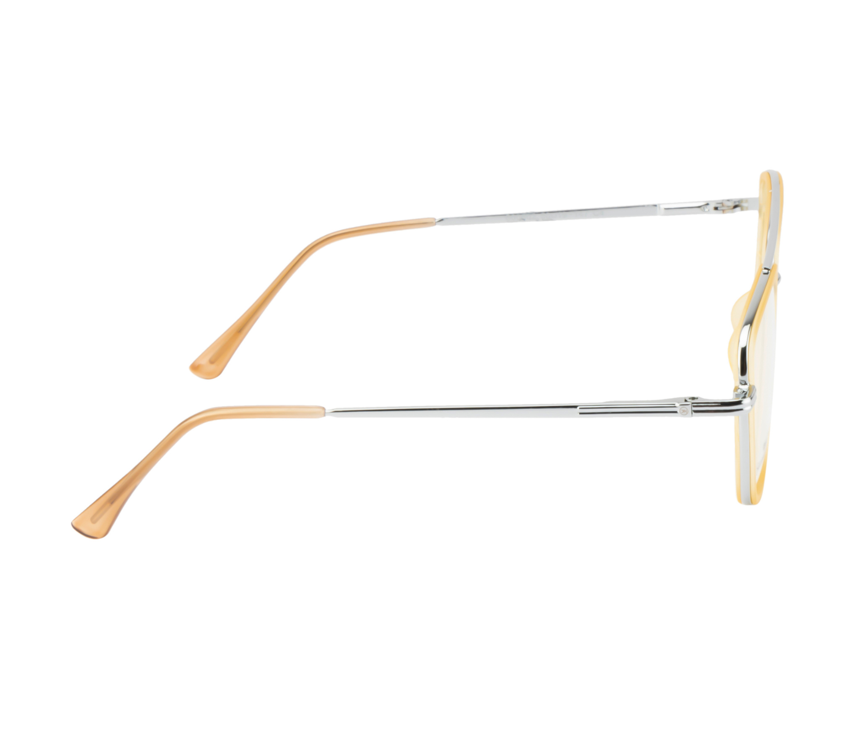 Square Eyewear Frame - Silver Frame with Yellow Rim