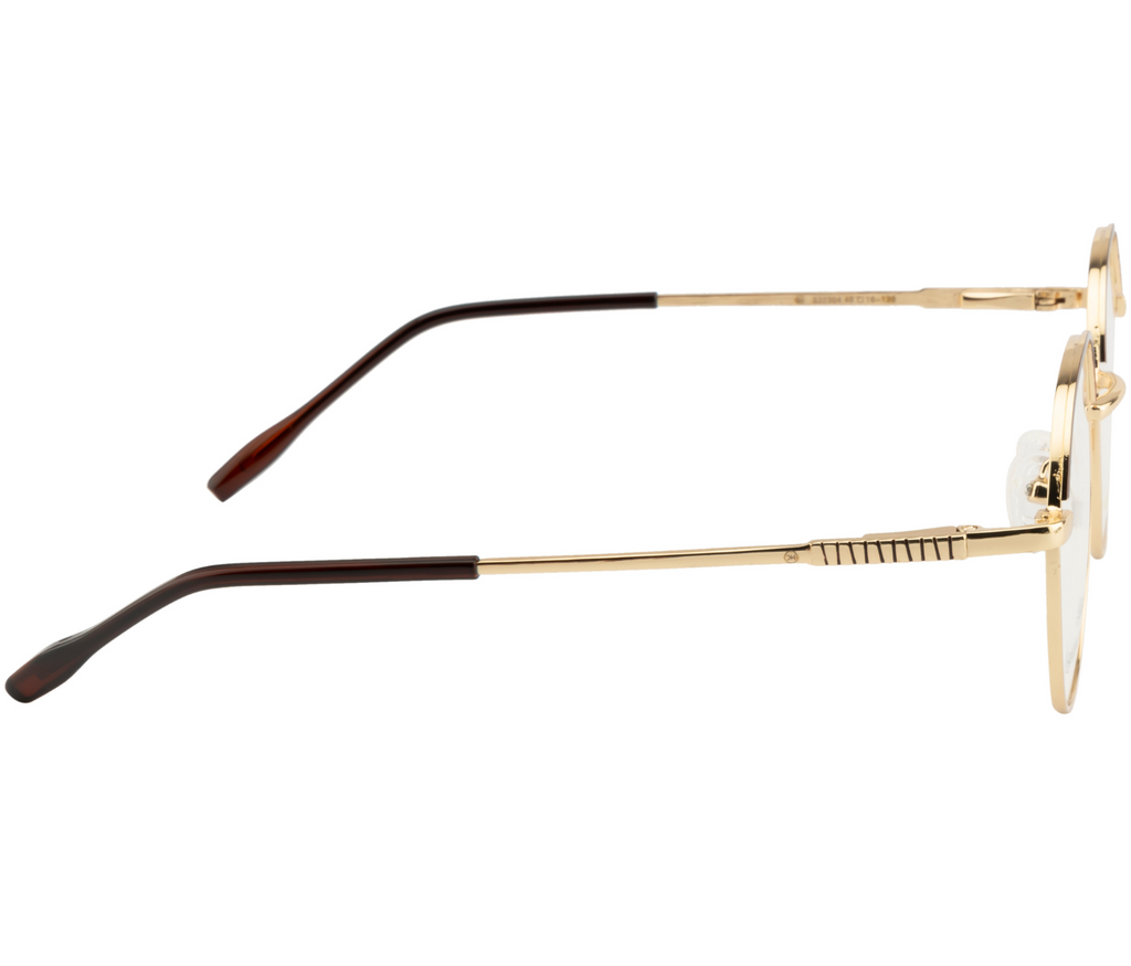 Classic: Gold & Brown Round Metal Eyewear with Spring