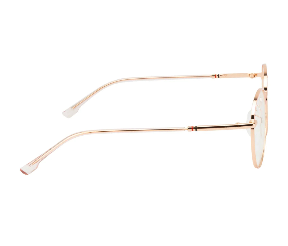 Women's Round Metal Eyewear: Gold & Pink Frame with Blue Cut Lenses