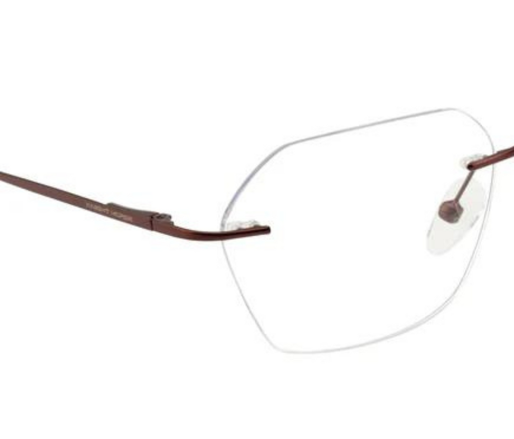 Hexagonal Rimless Metal Eyewear - Maroon Red