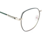 Metal Eyewear Frames: Silver & Green Elegance with Spring Hinges