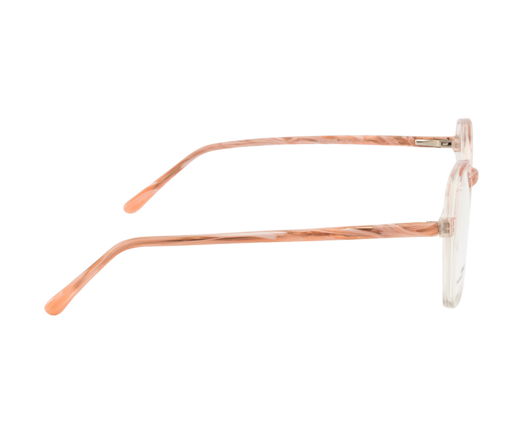 HexaGlow: Glossy Transparent Pink Hexagonal Eyewear for Women