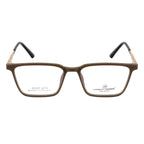 Rectangular Matte Brown Eyeglass Frame with Gold Accent Temples
