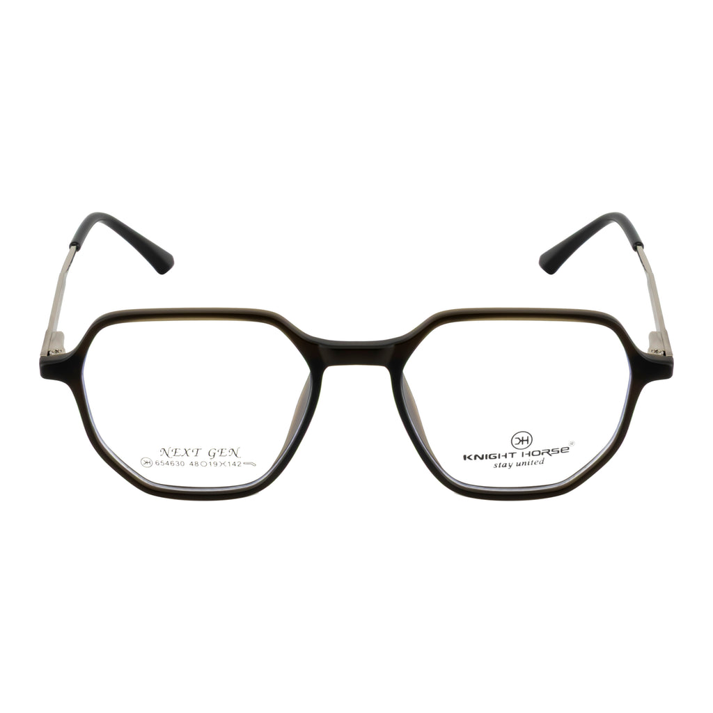 Geometric Square Eyeglass Frame – Matte Brown Dual Tone