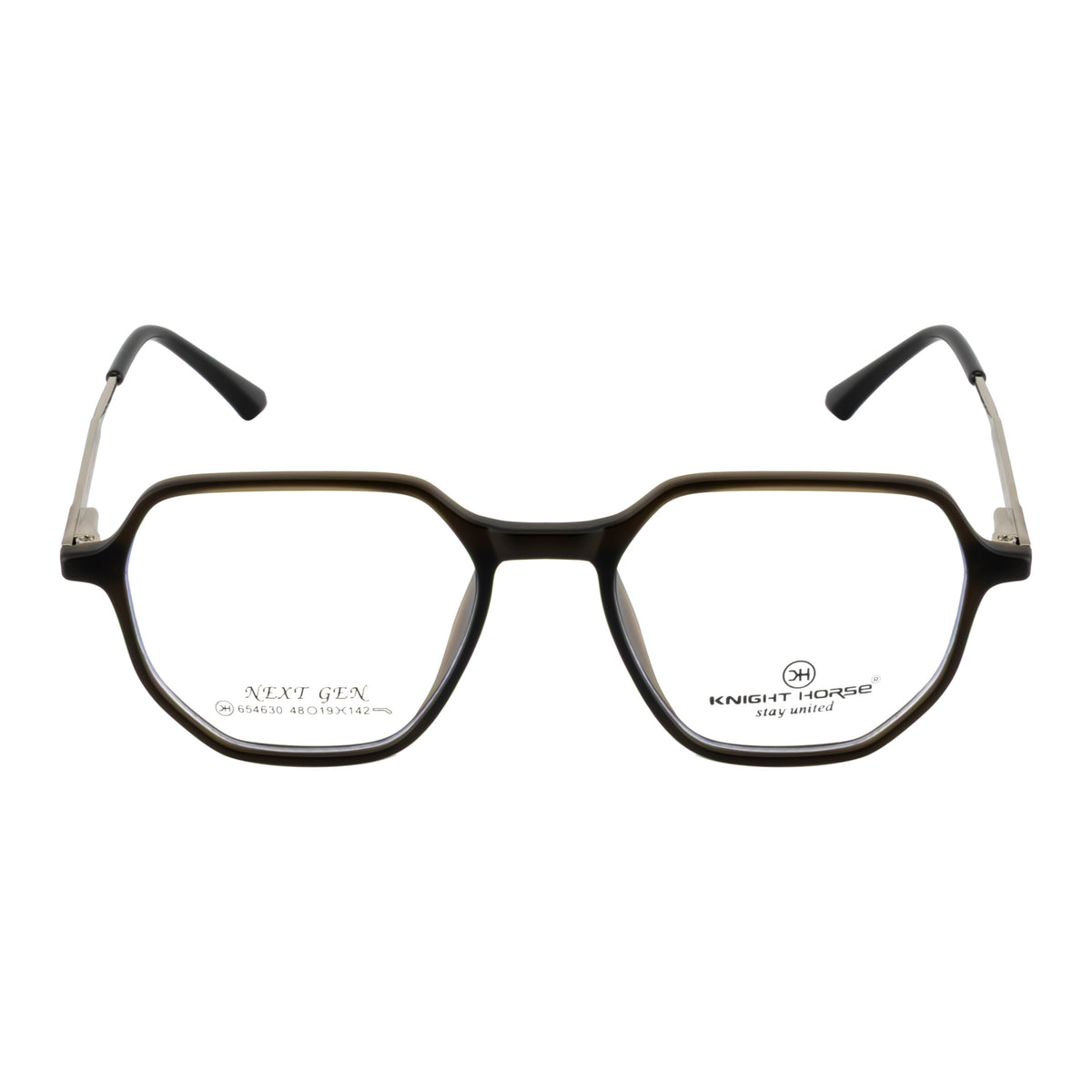 Geometric Square Eyeglass Frame – Matte Brown Dual Tone