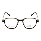 Geometric Square Eyeglass Frame – Matte Brown Dual Tone