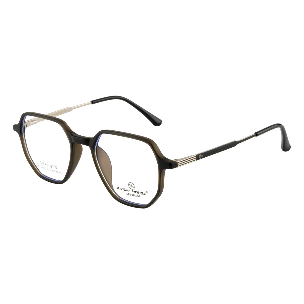 Geometric Square Eyeglass Frame – Matte Brown Dual Tone