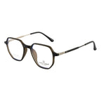 Geometric Square Eyeglass Frame – Matte Brown Dual Tone