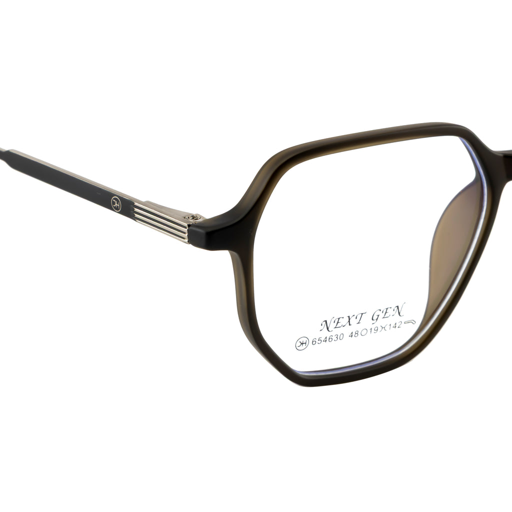 Geometric Square Eyeglass Frame – Matte Brown Dual Tone