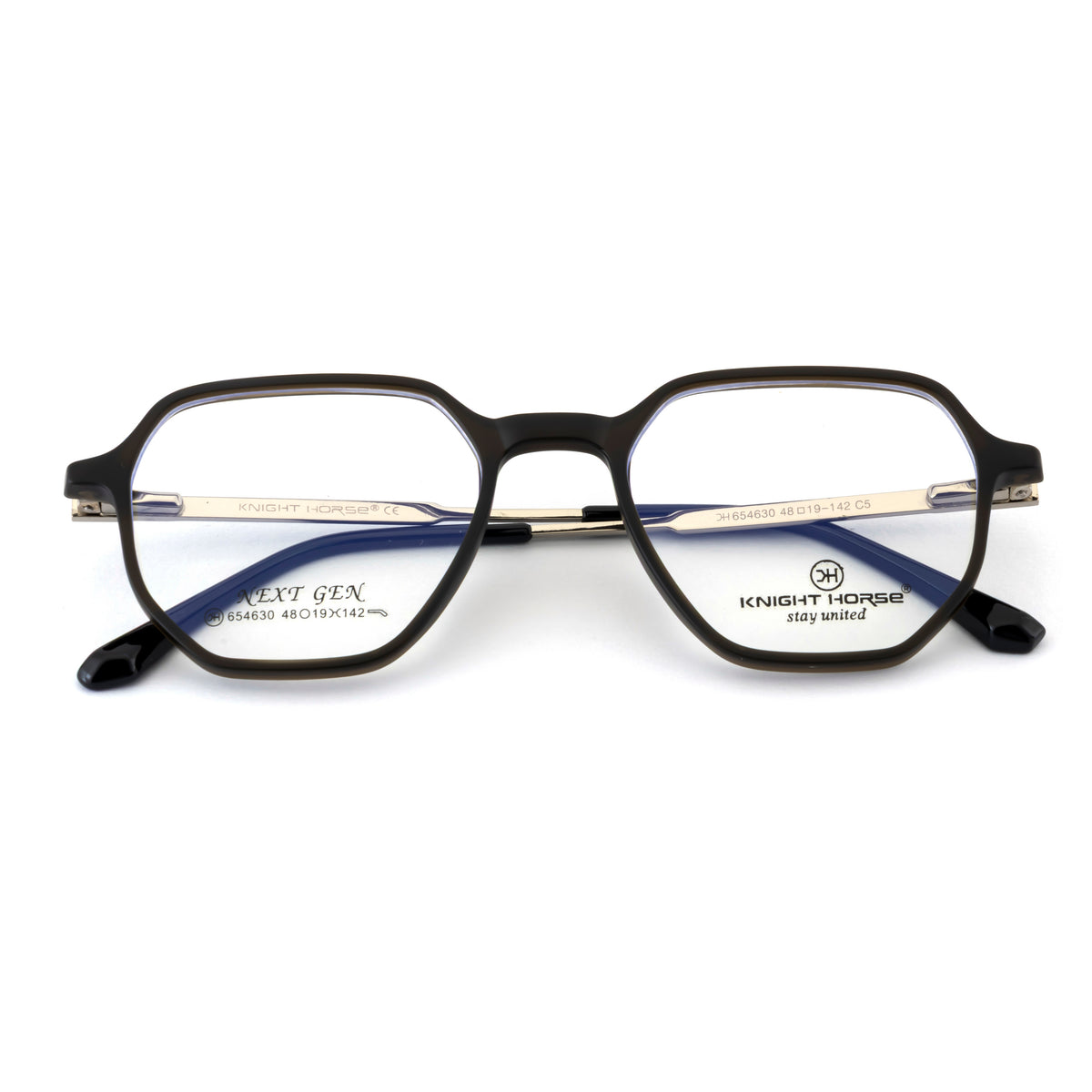 Geometric Square Eyeglass Frame – Matte Brown Dual Tone