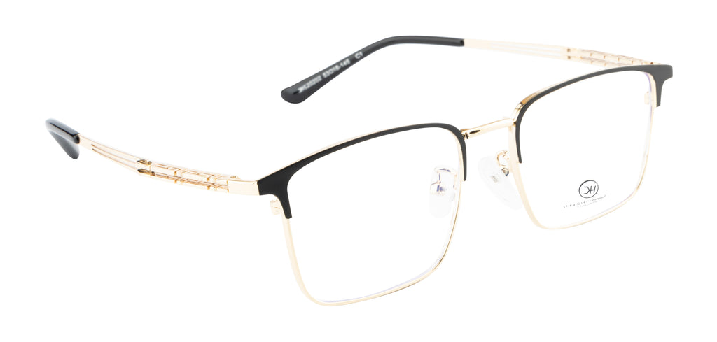 Rectangular Gold And Black Metal Eyewear Frame For Men