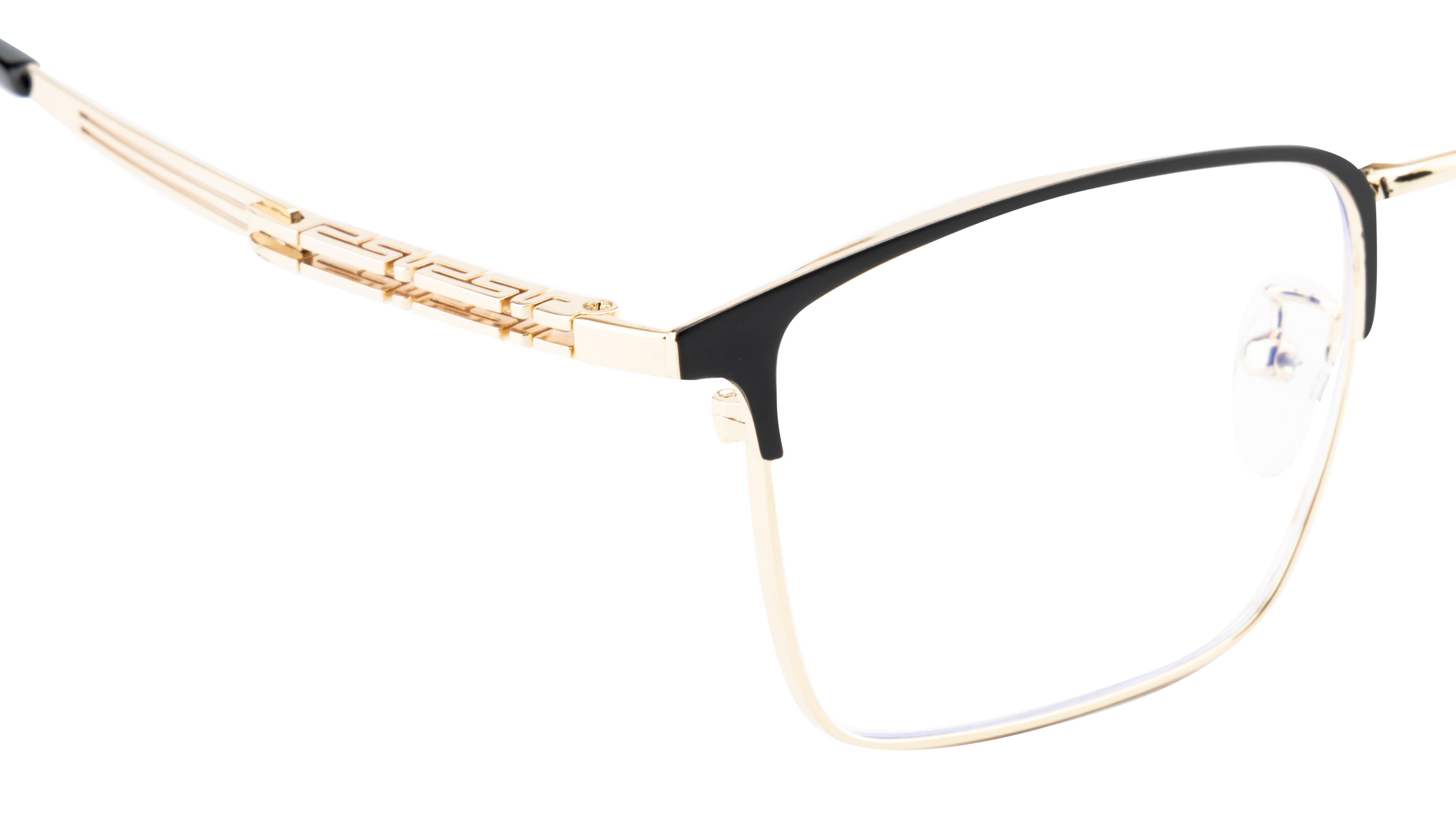 Rectangular Gold And Black Metal Eyewear Frame For Men
