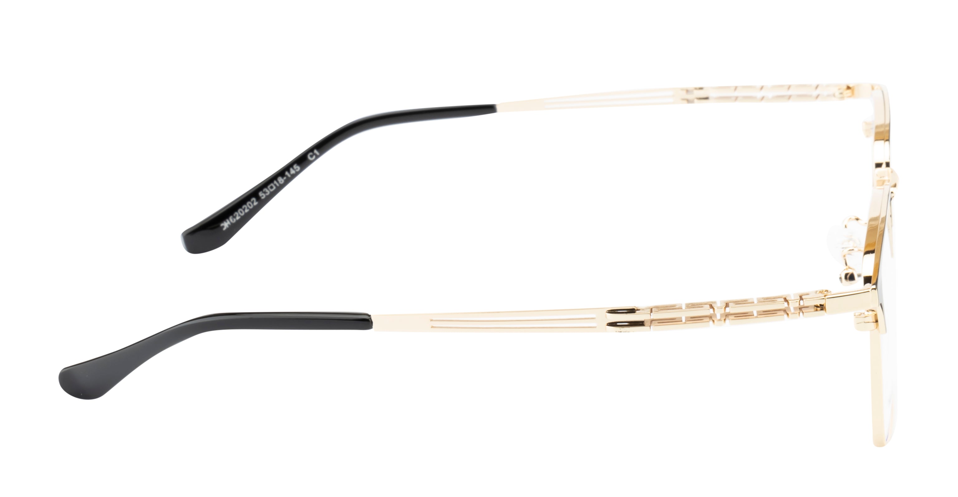 Rectangular Gold And Black Metal Eyewear Frame For Men