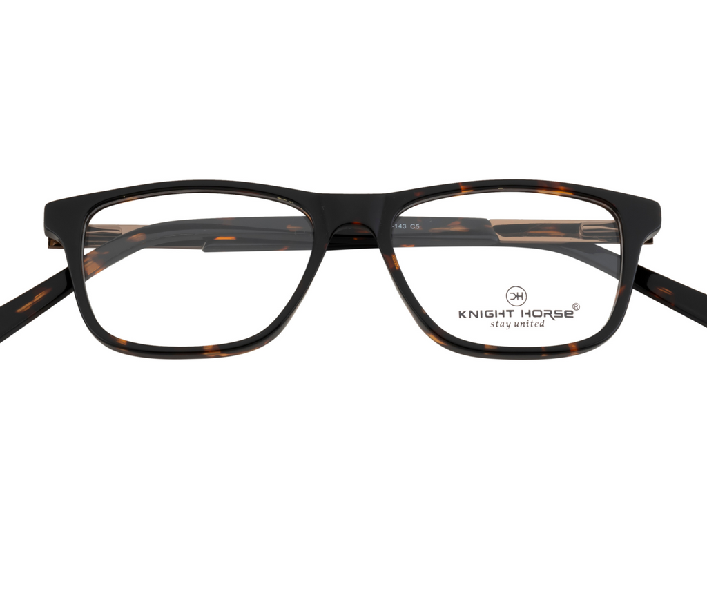 Classic Brown Rectangular Eyewear Frame with Spring Hinges