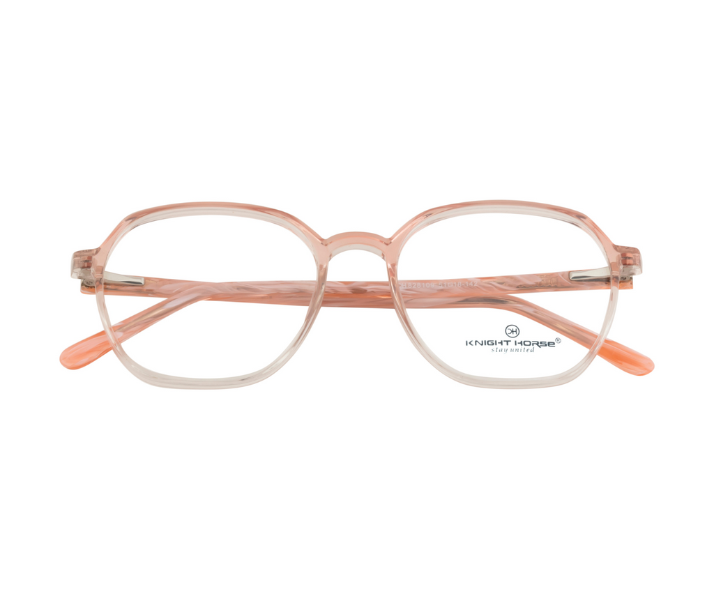 HexaGlow: Glossy Transparent Pink Hexagonal Eyewear for Women