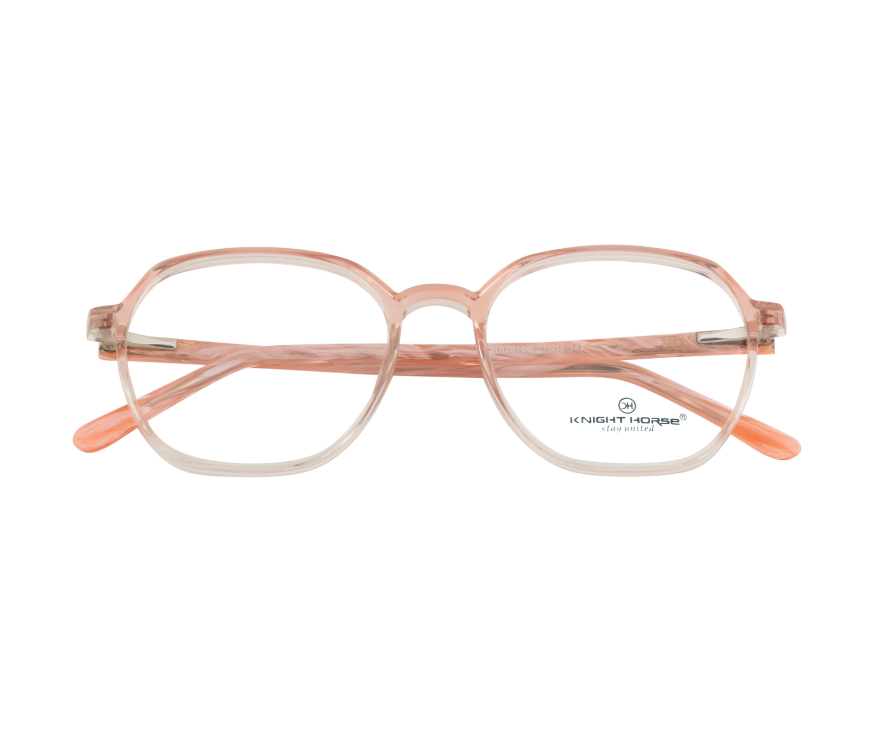 HexaGlow: Glossy Transparent Pink Hexagonal Eyewear for Women
