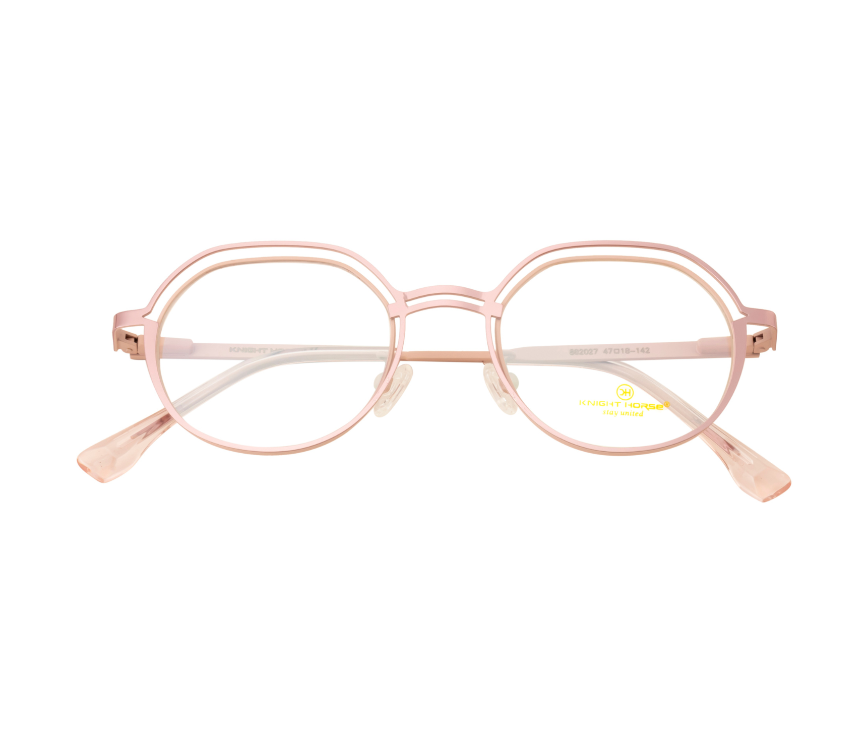 Pink Metal Double Rim Eyewear: New Shape with Spring Sides