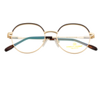 Classic: Gold & Brown Round Metal Eyewear with Spring