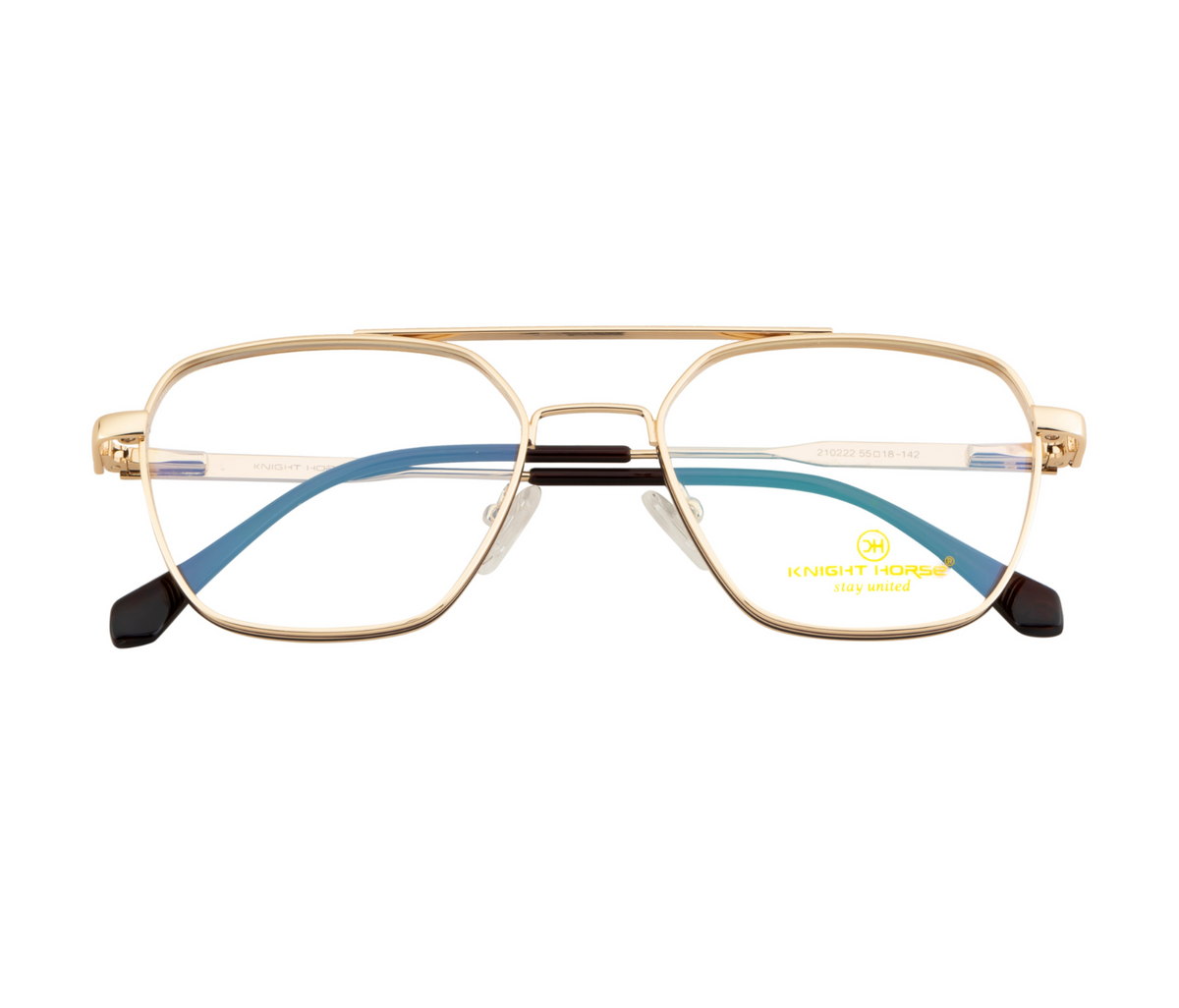Geometric Luxe: Metal Eyewear with Two-Tone Rim and Spring Hinges