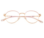 Women's Round Metal Eyewear: Gold & Pink Frame with Blue Cut Lenses