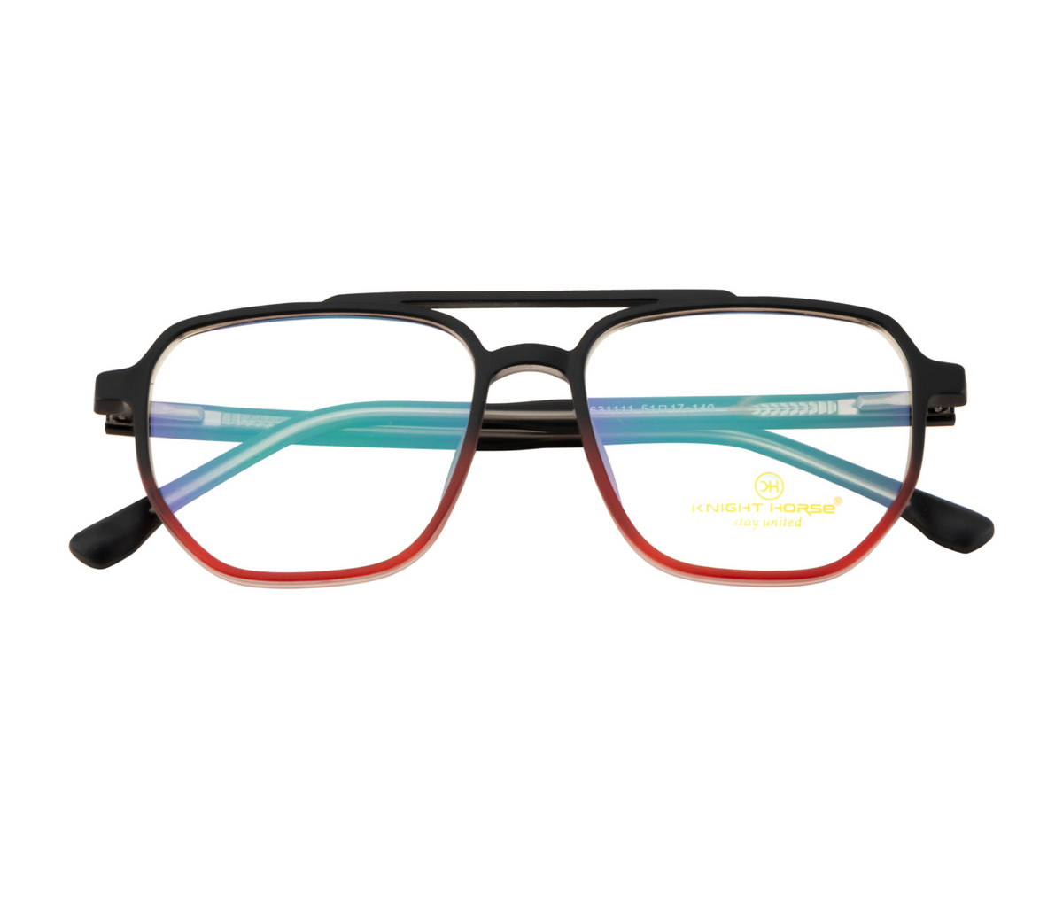 Eyewear: Half Black, Half Red with Spring Hinges