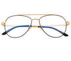 Aviator Glasses: Gold & Black Frame with Blue Cut Lenses