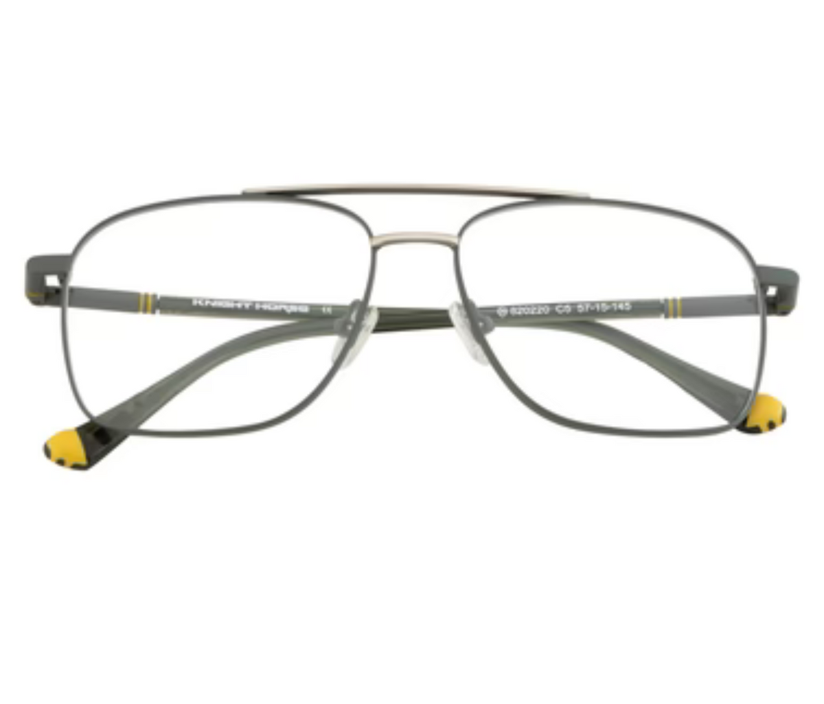 Square Metal Eyewear - Grey with Double Bar and Spring Hinges