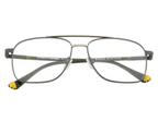 Square Metal Eyewear - Grey with Double Bar and Spring Hinges