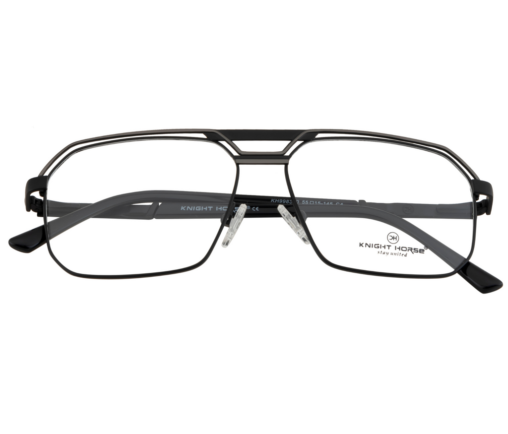 Metal Eyewear - Black Color | Geometric Design | with Spring Hinges | Double Bar