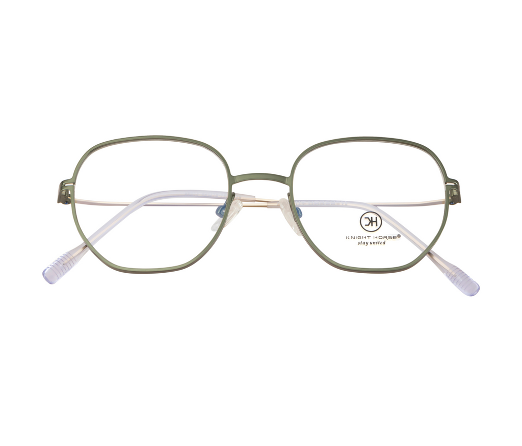 Geometric Eyewear: Lightweight Metal Frames in Striking Green