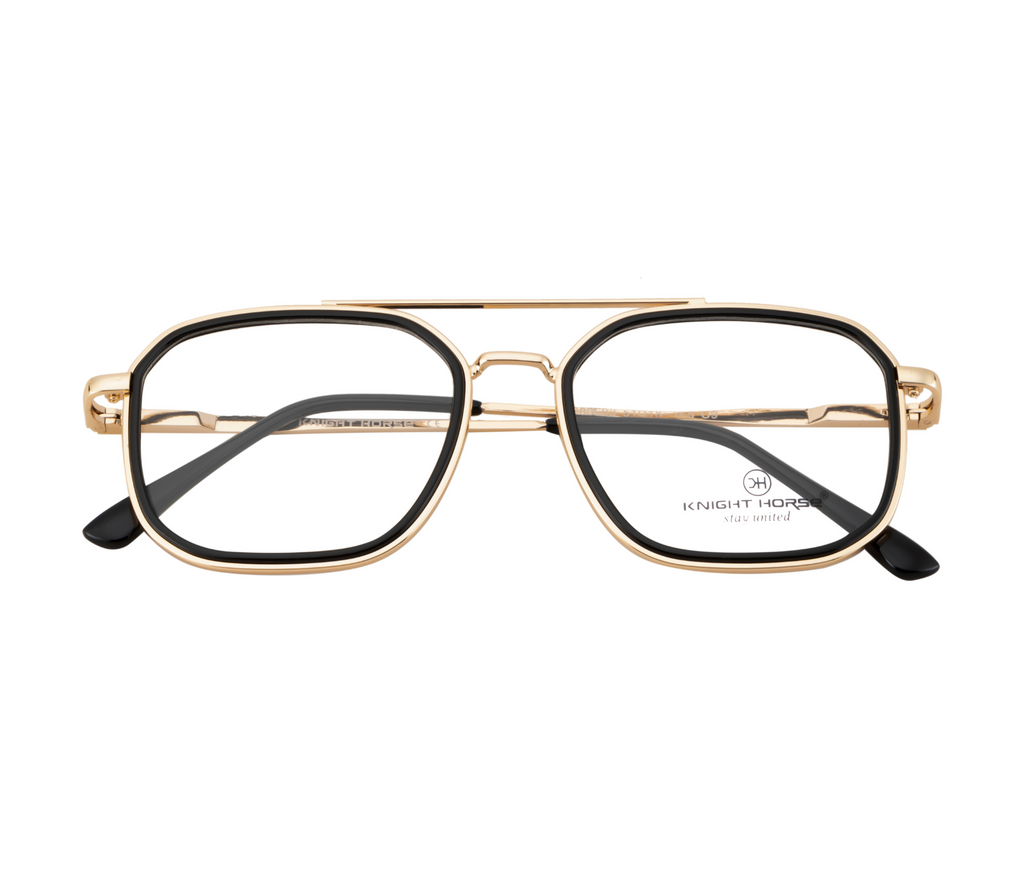 Golden Eyewear:Black Rim| Double Bridge| Spring Hinges