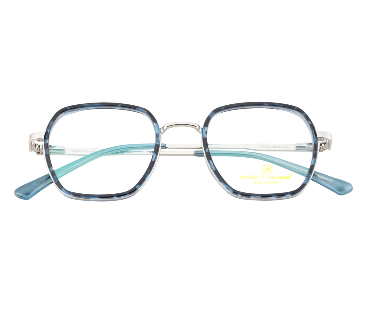 Geometric Fusion Rim Eyewear - DA Blue & Silver with Spring